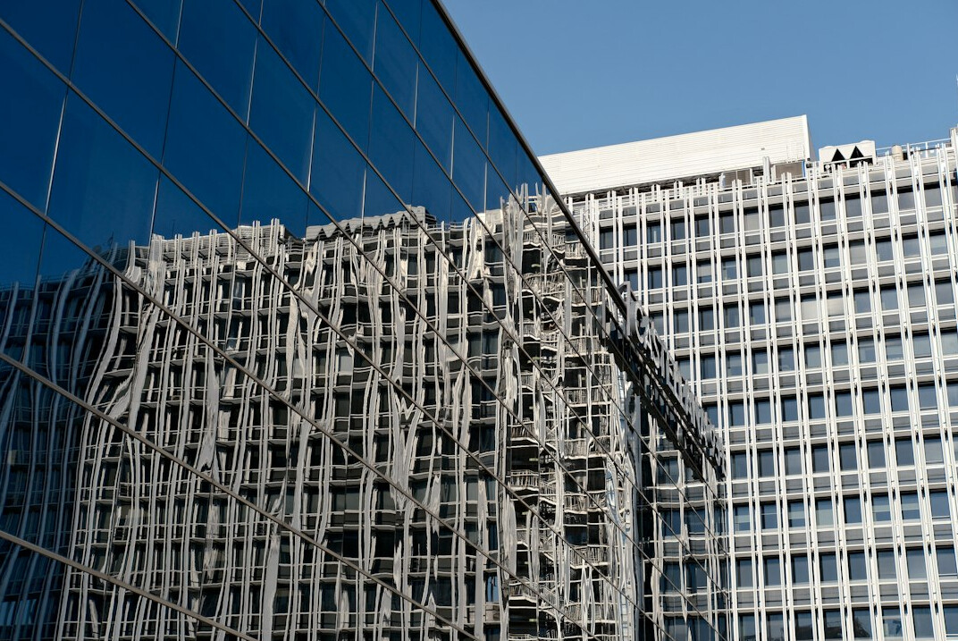 Modern glass office building exterior